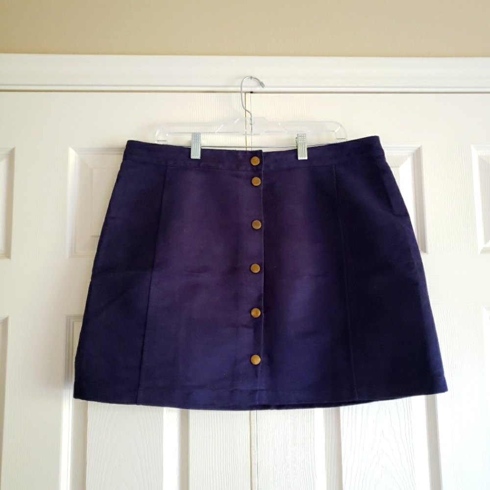 Navy Blue Button Up Mini Skirt - Size 16